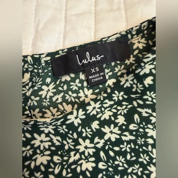 Lulus Blooming Darlin' Green Floral Print Ruffled Mini Dress NWOT - Picture 7 of 9